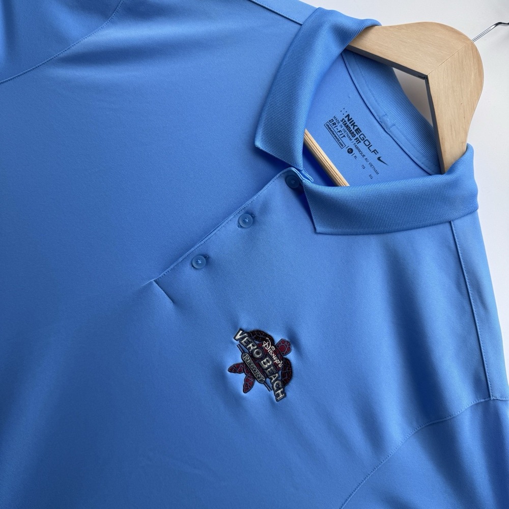 Nike Golf Polo Shirt Mens XL Blue Disney Parks Veros Beach Resort Dri-Fit